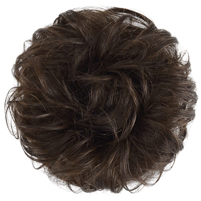 FESHFEN Human Messy Buns - 100% Human Hair Bun Real Scrunchies Hair Pieces Ponytail Extensions Wavy Tousled Updo Chignon Hairpieces for Women, Brown - Image 2